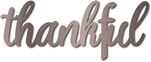 CREATCABIN Letrero de madera con texto en inglés "Thankful" para decoración de pared, letras recortadas con láser, sin terminar, decorativo, día de