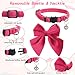 Hadnves 2 Pcs Small Cats Collar Cat Collar Breakaway with Bells Bow Cute Kitten Bowtie Collars Adjustable Safety Buckle Pet Collars for Puppy Kittens Girl Cats, Pink and Rose Red