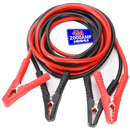 MEISHILE 2 X 4M Cable De Demarrage Voiture, 2000A Câbles De Démarrage, Cable Batterie Voiture, Cable Demarrage Voiture, Pince Batterie Voiture, Pince Voiture...