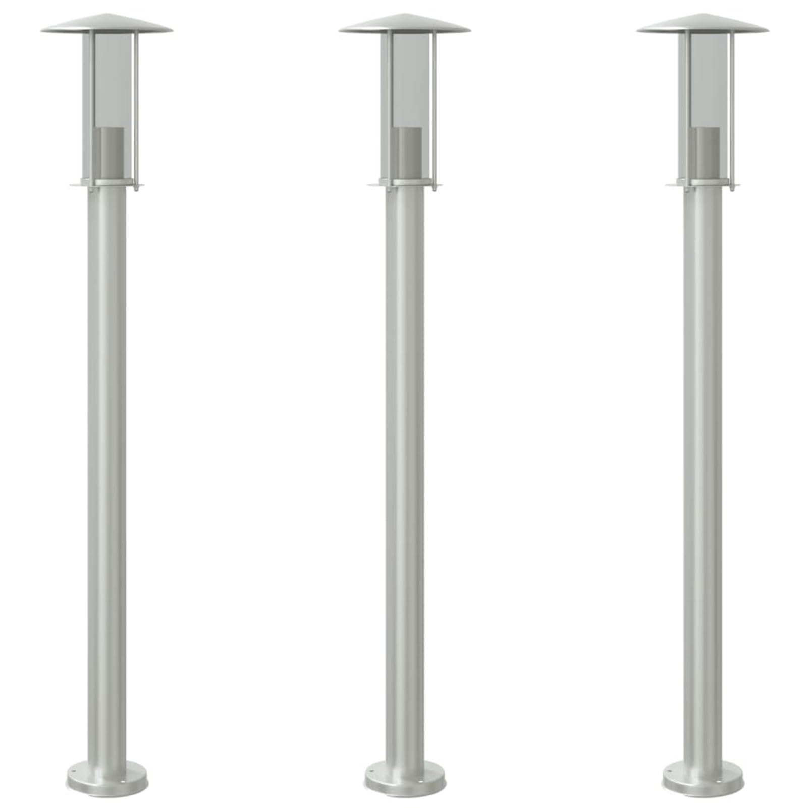 LAPOOH Lampade da Terra per Esterni 3 pz Argento 100cm in Acciaio Inox,Lampade da Terra,Lampade da Terra Esterni,Lampade da Terra Esterno Giardino-4006352
