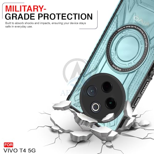 Image of AESTMO Hybrid Shockproof Back Cover Case for Vivo T4 5G / iQOO Z10 5G Compatible with MagSafe | Hard Back Case Cover for Vivo T4 5G / iQOO Z10 5G (PC & TPU, Translucent Back, Black Sides)