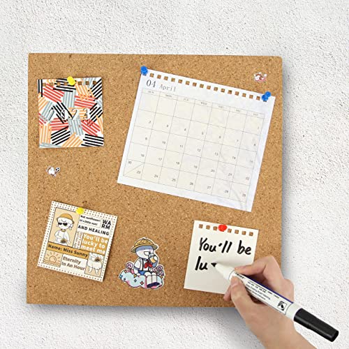 Ntreasy 4Pcs Cork Board, 12"X12" - 1/2" Cork Board For Wall Thick Square Bulletin Boards Cork Tiles, Wall Bulletin Boards With 30 Push Pin Wood Clips For School, Home & Office #TOP3