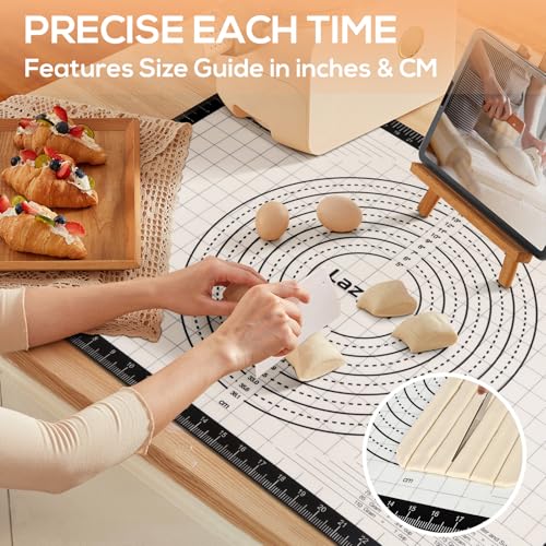 Foto von Backmatte Silikon Große Antihafte Backunterlage Rutschfeste Teigmatte 71x51 cm Ausrollmatte Silikonmatte Backfolie Backpapier Arbeitsmatte mit Messung für Fondant Pizza Brot Matte BPA Frei, Schwarz