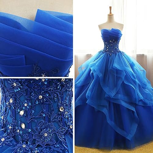 Quinceanera Dresses Sparkly Layered Tulle lace Appliques Ball Gown Formal Dress with Beaded2