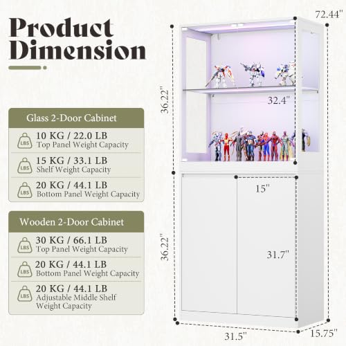 Image of AMERLIFE Modular DIY RGB Display Cabinet, 32 x 16 x 72.5 Inch
