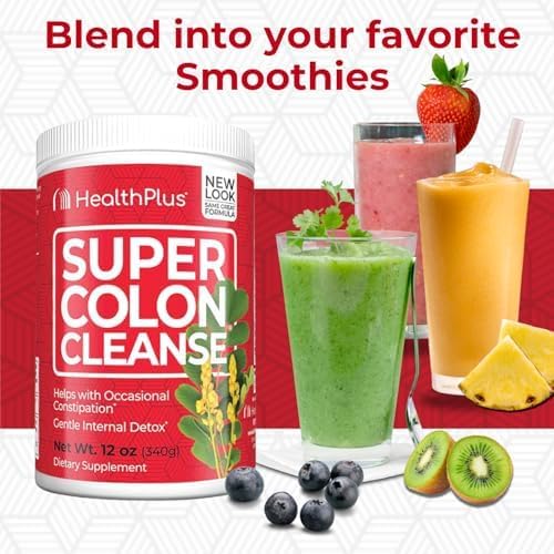Health Plus Super Colon Cleanse, 12 oz Powder, 68 Servings - Natural Detox, Digestive Constipation Relief, Gentle Gut Cleanse with Psyllium Husk & Senna Leaf - Image 8