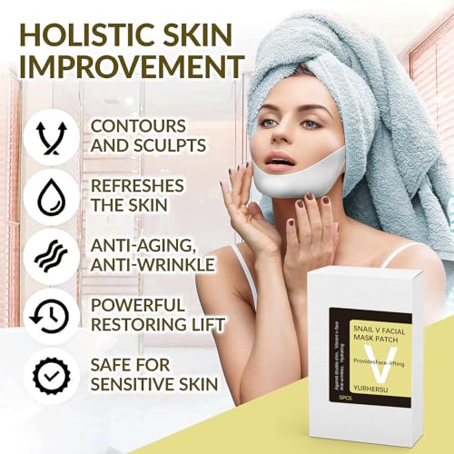 Face Mask V-Line 5 PCS Snail Mucin Face Masks Beauty, Double Chin Reducer Collagen Mask, V Shape Face Tape Mask for Skin Firming & Tightening Moisturizing Face Slimmer (V-Line 5 PCS) - Image 3