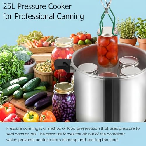Image of 25 Quart Pressure Canner Cooker & pressure canners for canning & water bath canner | Pressure Gauge & Pressure Regulator | Induction Compatible & Pressure release 15.5 PSI (+ /- 5%)
