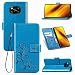 Produktbild JIUNINE Hülle für Xiaomi Poco X3 NFC / X3 Pro, Handyhülle Leder Flip Case mit Glücksklee Muster [Kartenfach] [Magnetverschluss] Schutzhülle Tasche Cover für Xiaomi Poco X3 Pro, Blau