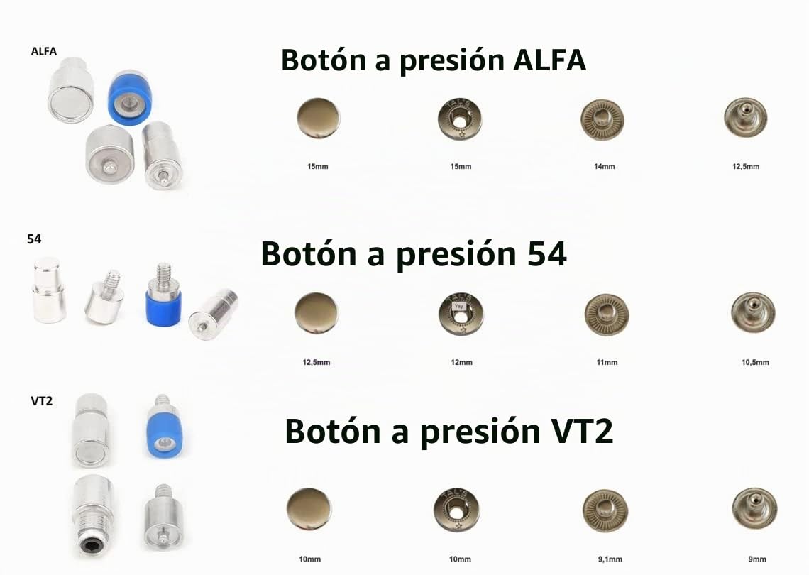 Troqueles redondos de metal de 10 mm, 12,5 mm y 15 mm para botón de presión, 3 juegos de troqueles de botón a presión para máquina de prensa manual