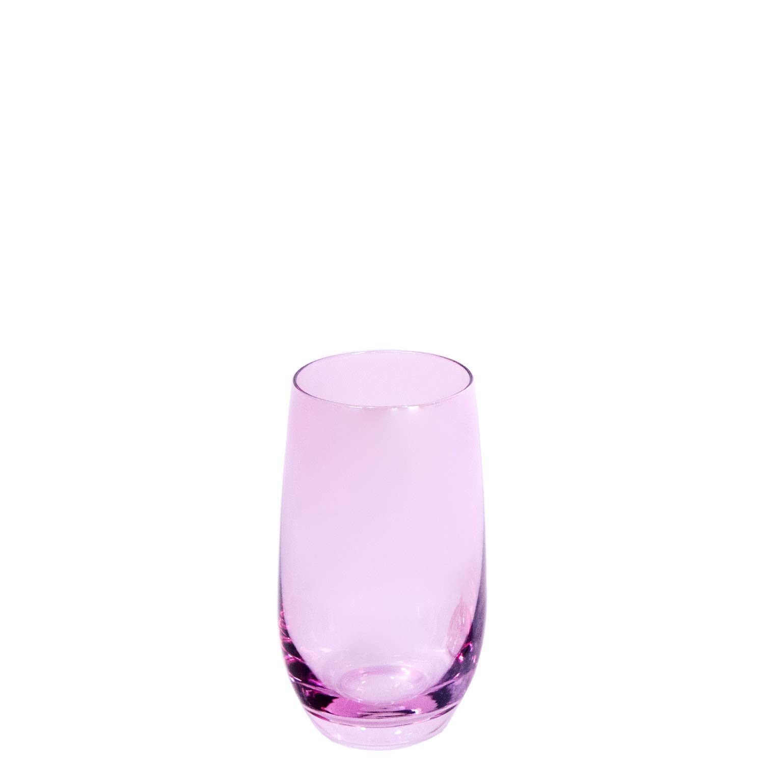 EME Juego de Copas de Cristal en Color Rosa compuesto por 6 copas de cava, 6 copas de vino y 6 vasos. El pack incluye 18 unidades. El color forma parte del material.