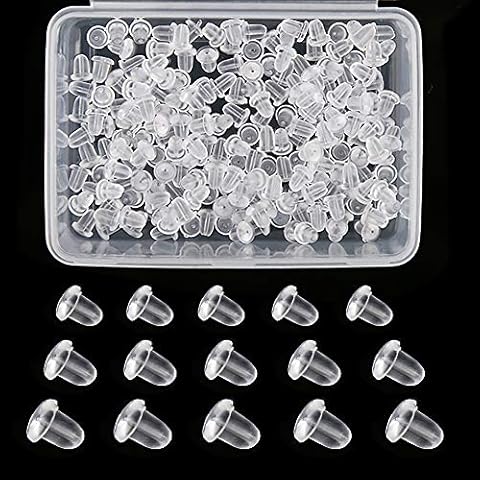 600 Pieces Rubber Earring Backs, 3 Sizes Earring Stopper, Clear Earring Backs, Soft Earring Safety Back with Storage Box for Women Jewelry Supplies Cover