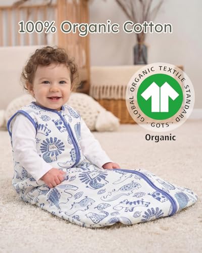 Image of Yoofoss Baby Sleep Sack 0-6 Months, 1.5 Tog Baby Wearable Blanket with 2-Way Zipper, 100% Cotton Organic Fabric Winter Infant Sleeping Sack, Warm Soft Comfy