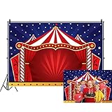 Renaiss 7x5ft Red Circus Tent Photo Backdrop Circus Theme Stars Stripes Stage Performing Theater Carnival Night Photography Background for Baby Shower Birthday Party Decor Banner Video Studio Props