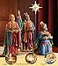 Three Kings Gifts Magi, Wise Men, Christmas Star, Angel, Shepherds, Sheep, Holy Family, 3 Decorative Trunks, Real Gold, Nativity Scene Set & Figures, 14-Pieces, for 14 inch Scale Collection