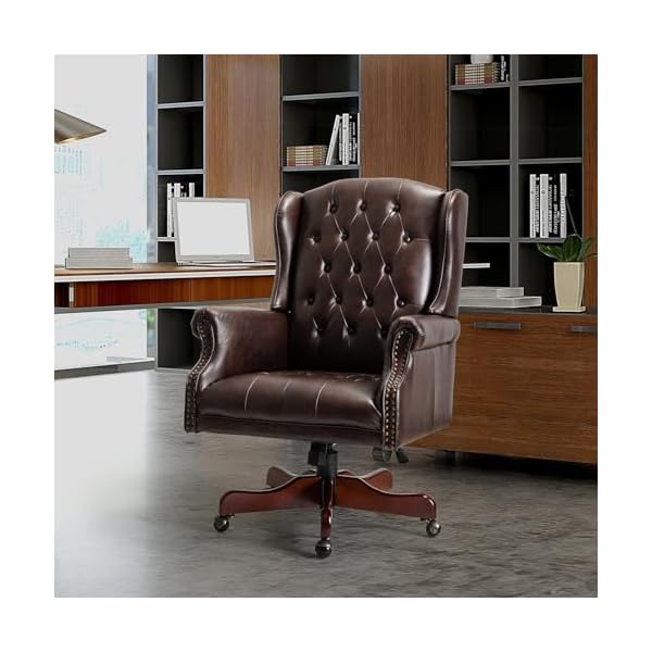 Hulala home maximiliano modern swivel executive chair with tufted back by brown  urban country home decor