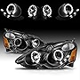 AmeriLite Projector Headlights Halo Black with Led Amber for Acura RSX - Passenger and Driver Side