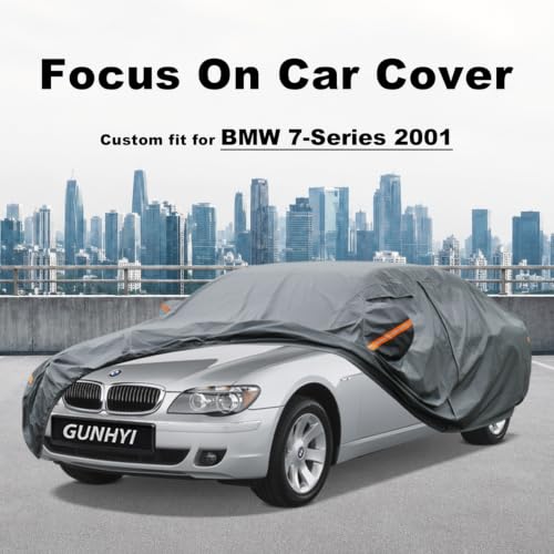Image of GUNHYI Premium Car Cover Custom Fit BMW 7-Series(1977-2001), 16 Layers Heavy Duty Car Cover Waterproof All Weather with Zipper Door for Sun Rain Snow Dust Uv Protection