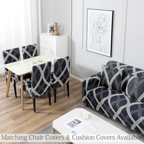 Image of HOKIPO 95% Polyester, 5% Spandex Stretchable Elastic Couch Cover 1 Seater, Shadow Grey (AR-4093-D18)