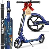 RE:SPORT® Cityroller für Kinder & Erwachsene mit Klingel & Tragegurt | Tretroller Scooter höhenverstellbar & klappbar bis 100 kg | Kinderroller Kickscooter rutschfestes Deck | Kickroller große Räder