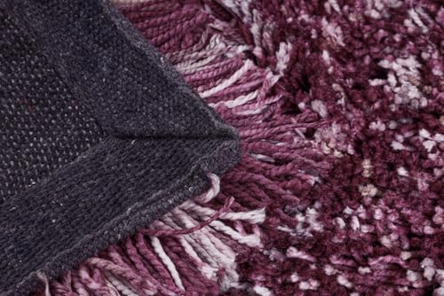Image of FIASCO Tie Dye Shaggy Carpet Bedside Runner | 2 Inch Pile Height Back in Canvas for Bedroom, Kids Room, Guest Room Microfiber Soft Plush Fluffy Shaggy Carpet | 1.5x4 Feet Purple Ivory Mix