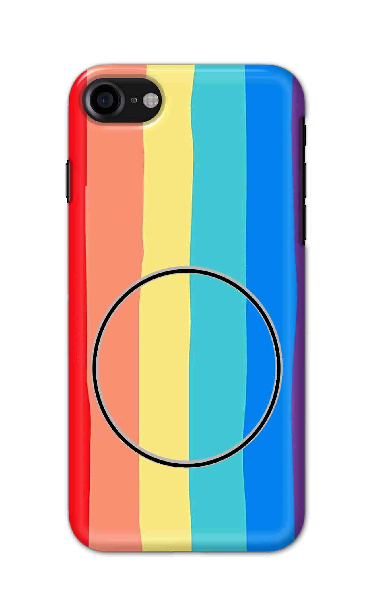 eStuffz for Apple iPhone 7 Rainbow Colors with Mobile Holder Pattern Hard Printed Stylish Light Weight Slim Designer Mobile Back Case Cover Pouch