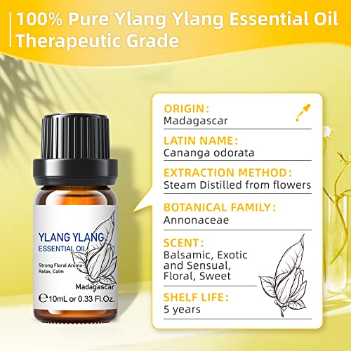 Hiqili Ylang Ylang Essential Oil, Fragrance And Lasting For Diffuser,Aromatherapy,Massage-10Ml #TOP2