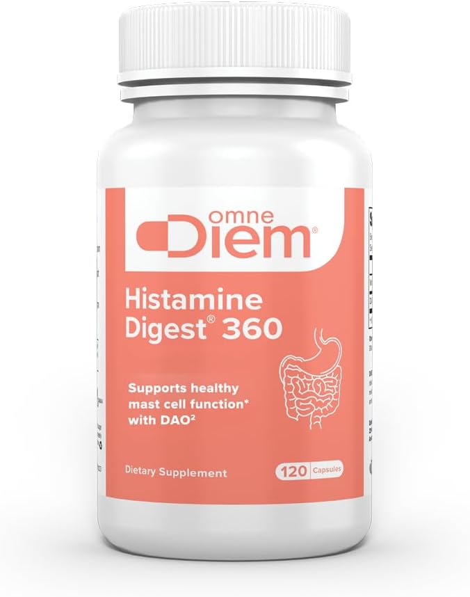 Omne Diem Histamine Digest 360 - DAO Enzyme - Diamine Oxidase & Vitamin B6 for P5P - 120 DR Capsules