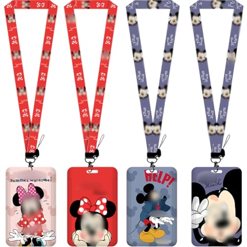 SWZY 4pcs Cartoon Mouse Card Holder with Lanyard, Cartoon Mouse Waterproof with Card Holder Detachable Card Holders for Office School Supplies, ID Card, Keys Bus Card SWZY 4pcs Cartoon Mouse Card Holder with Lanyard, Cartoon Mouse Waterproof with Card Holder Detachable Card Holders for Office School Supplies, ID Card, Keys Bus Card