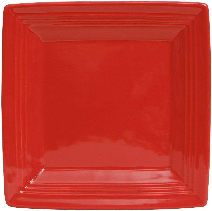 Tuxton Home Concentrix Square Plate (Set of 4), 8 1/2", Cayenne Red; Heavy Duty; Chip Resistant; Lead and Cadmium Free; Freezer to Oven Safe up to 500F