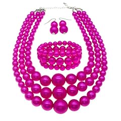 fuchsia pearl necklace set