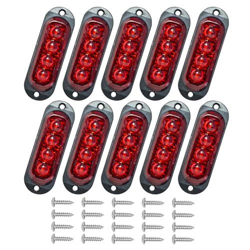 Catekro 10 x Feux de Gabarit LED 12V/24V, Feu de Gabarit Remorque Étanches pour Remorque Camion Bus Caravane Signalisation Latérale 4 LED Feux de Position...