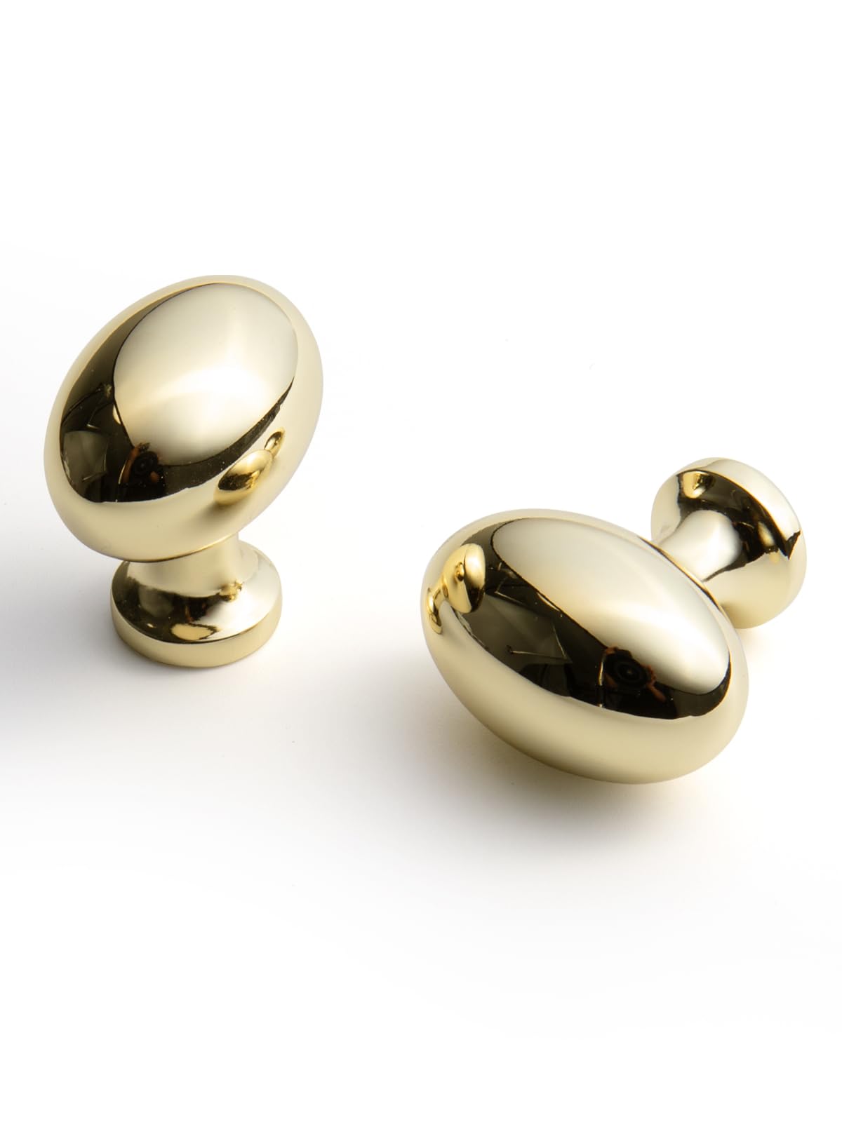 BEILEIOU Oval Polished Gold Cabinet Knobs, Zinc Alloy for Drawer Knobs for Dresser Cupboard Wardrobe (5, Polished Gold, Egg knob)