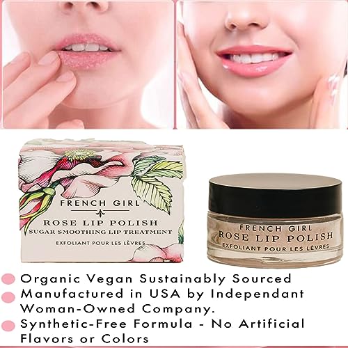 French Girl Rose Lip Scrub - Organic Sugar Scrub For Lips, Hydrating Lip Exfoliator & Moisturizer with Shea Butter & Essential Oils, Treatment for Dry Lips, Clean, Vegan & Cruelty-Free, 1oz - Image 3