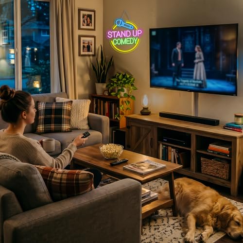 Image of Stand Up Comedy Neon Sign Led Colorful Neon Light for Wall Decor Usb Talk Show Light Up Signs for Live Funny Stand Up Show Beer Bar Man Cave Decorations