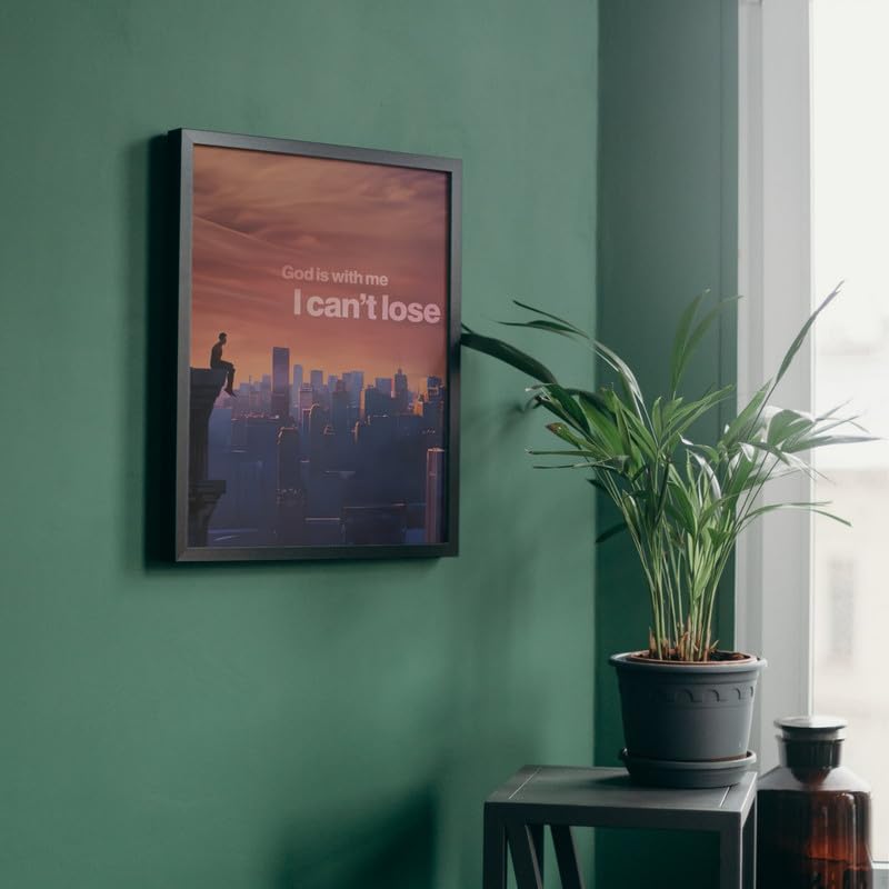 Image of Wall Framed Posters | 8x12 inch size | Motivational Quotes Posters |Motivational Photo Frame - inchGod Is With Me, I Can't Lose inch - Inspirational Wall Decor for Home & Office
