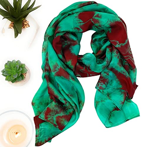 Millie & Boo 100% Brown & Green Marble Silk Scarf ladies scarf wrap silk shawl4