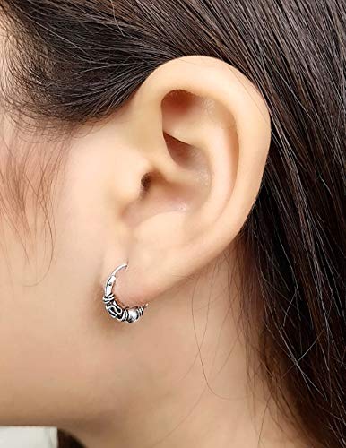 Brinco Argola De Bali Prata 925 Detalhes Envelhecidos - 4148