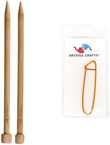 Miniatura 1 de Clover Needlecraft Takumi - Agujas de tejer de bambú de un solo punto, 9 pulgadas, tamaño 90.217 in, paquete con 1 soporte para puntadas Artsiga