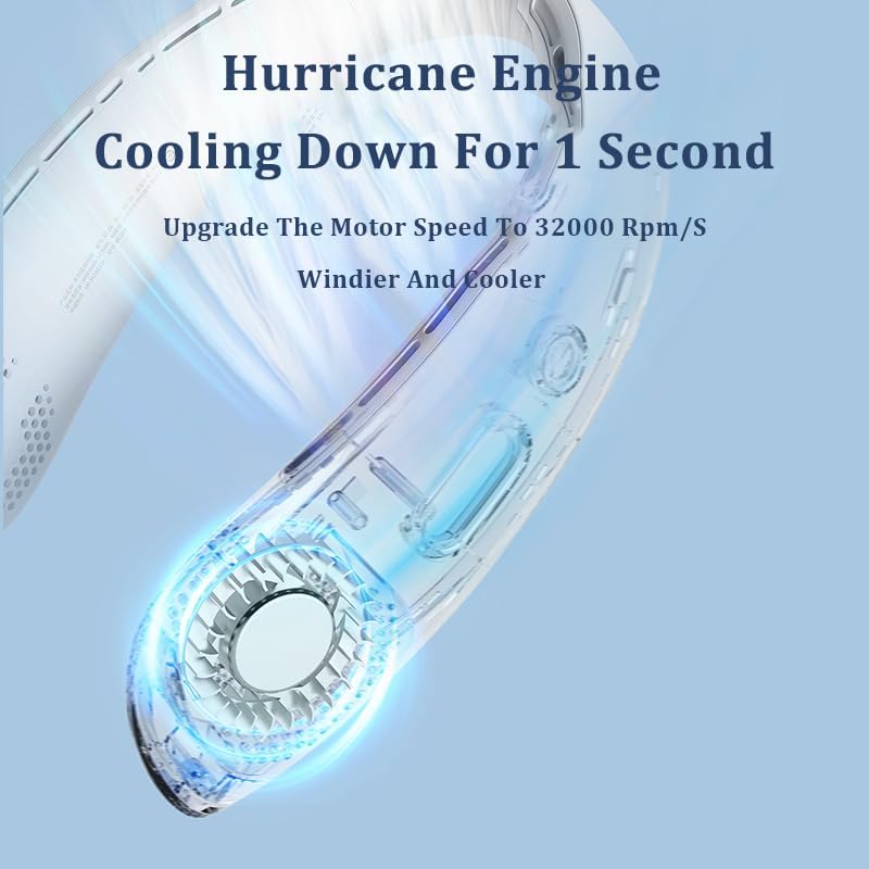 Miniatura 3 de YONGYUN Ventilador colgante de cuello portátil, 3 velocidades ajustables, de larga duración con ventilador de enfriamiento de pantalla LED,