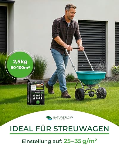 Bio-Rasendünger für den Sommer – TESTSIEGER, Made in Germany – 2,5 kg für 100 m² – Organische Nährstoffe für gesunden Boden und sattgrünes Rasenbild von Natureflow Garden 6