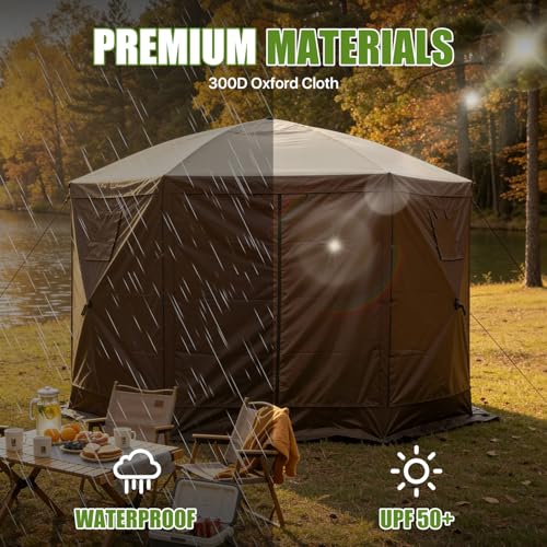 Carpa portátil pop up para camping y sombra hexagonal miniatura 5