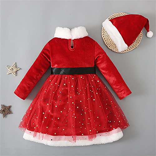 Conjunto de 2 peças de chapéu para bebê infantil infantil meninas cosplay de natal vestido de malha