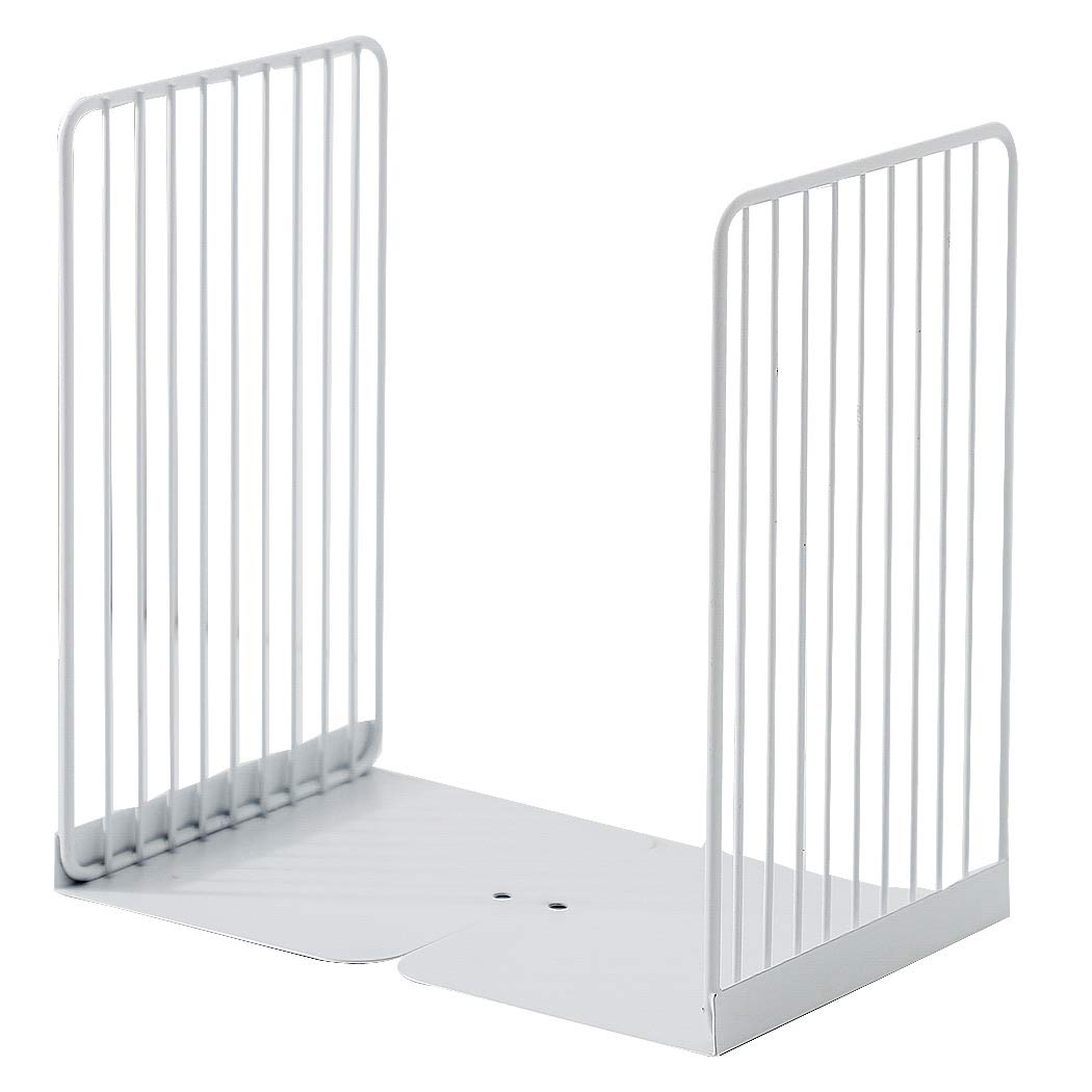 SIPLIV Minimalist Style Bookends Metal Adjustable Books Holder Stand Book Rack Desk Bookend - Beeline, White