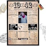 DUOMIO Zum 84. Geburtstag | 1942 – 6 Felder PERSONALISIERBAR! Back in Year 1942 – Jahreschronik – Geschenk zum 84. Geburtstag für Frauen & Männer – Ausdruck auf 400g/m² Premium Papier