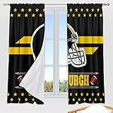 2 Panels Pittsburgh Blackout Curtains (72' W x 63' L) Thermal Insulated Rod Pocket Window Draperies for Bedroom Livingroom with Football Style