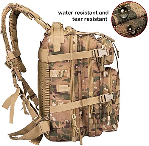 FieldTEQ Tactical Backpack, Tactical Backpack for Men, Military Backpack for Bug Out Bag Supplies, Army Bag Hiking Backpacks, Heavy Duty Backpack Laptop, Moelle Webbing 70 Liters Camouflage