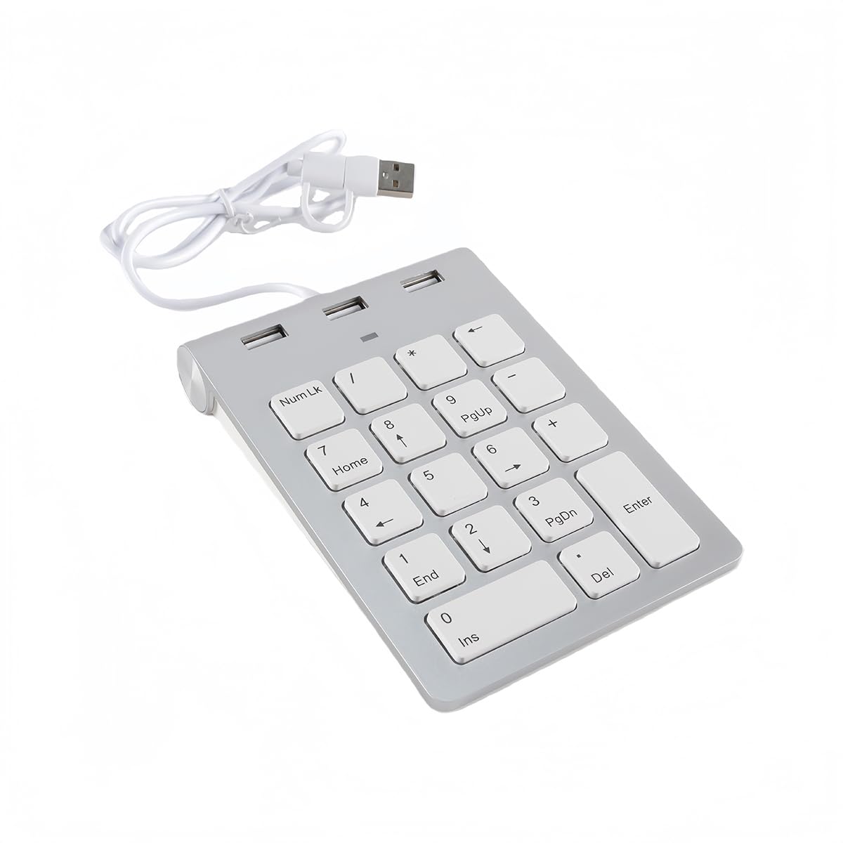 Przewodowa klawiatura numeryczna, 18 klawiszy z blokiem numerycznym i 3 portami USB 2.0, przenośna i funkcyjna do laptopów, komputerów stacjonarnych, tabletów, Plug & Play
