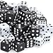Davidsons Collection 100 Packs 16mm Standard Size Gaming Dices Sets, White & Black Two Tone, Vintage Dice Perfect for Kid's Gift, Casino Theme, Party Favors