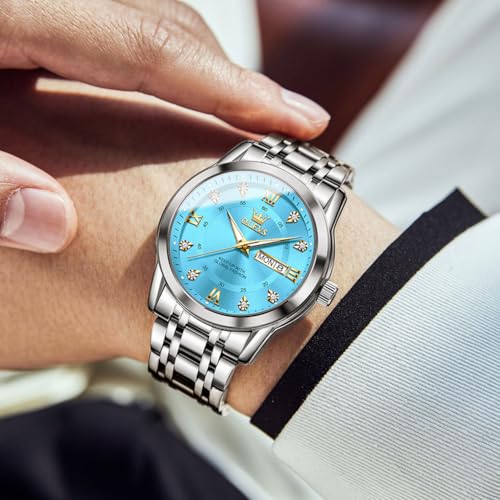 Image of OLEVS Men Watch Business Dress Diamond Luxury Watch Luminous Easy to Read Date Waterproof Stainless Steel Quartz Analog Simple Dress Watch